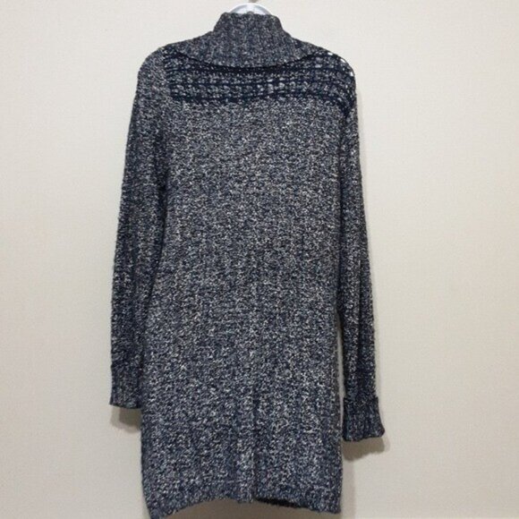 Chico's Textured Tina Cardigan Sweater women 1 Snap Front Chains Blue boho comfy - Picture 8 of 11